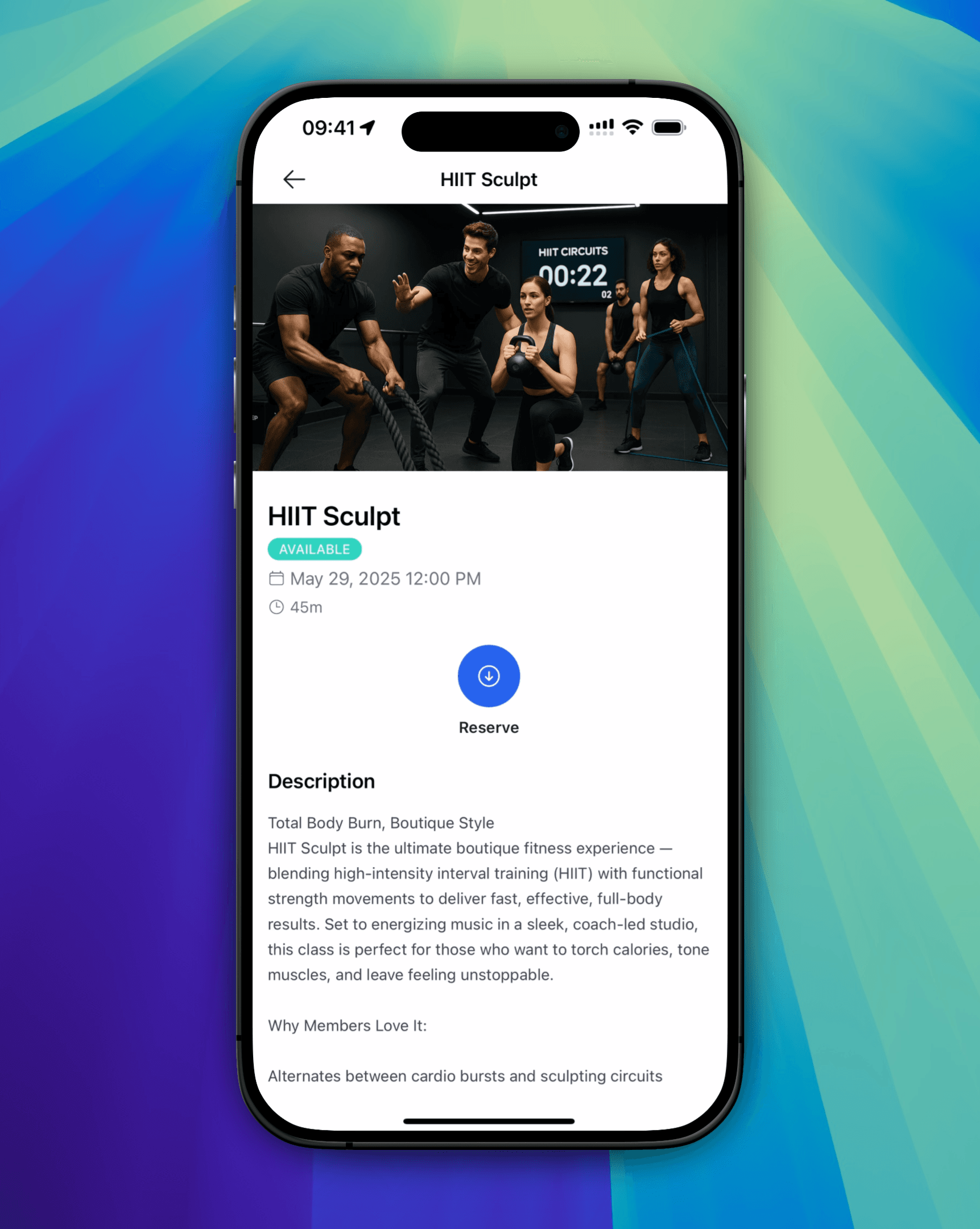 Boutique Fitness Class Management Screenshot