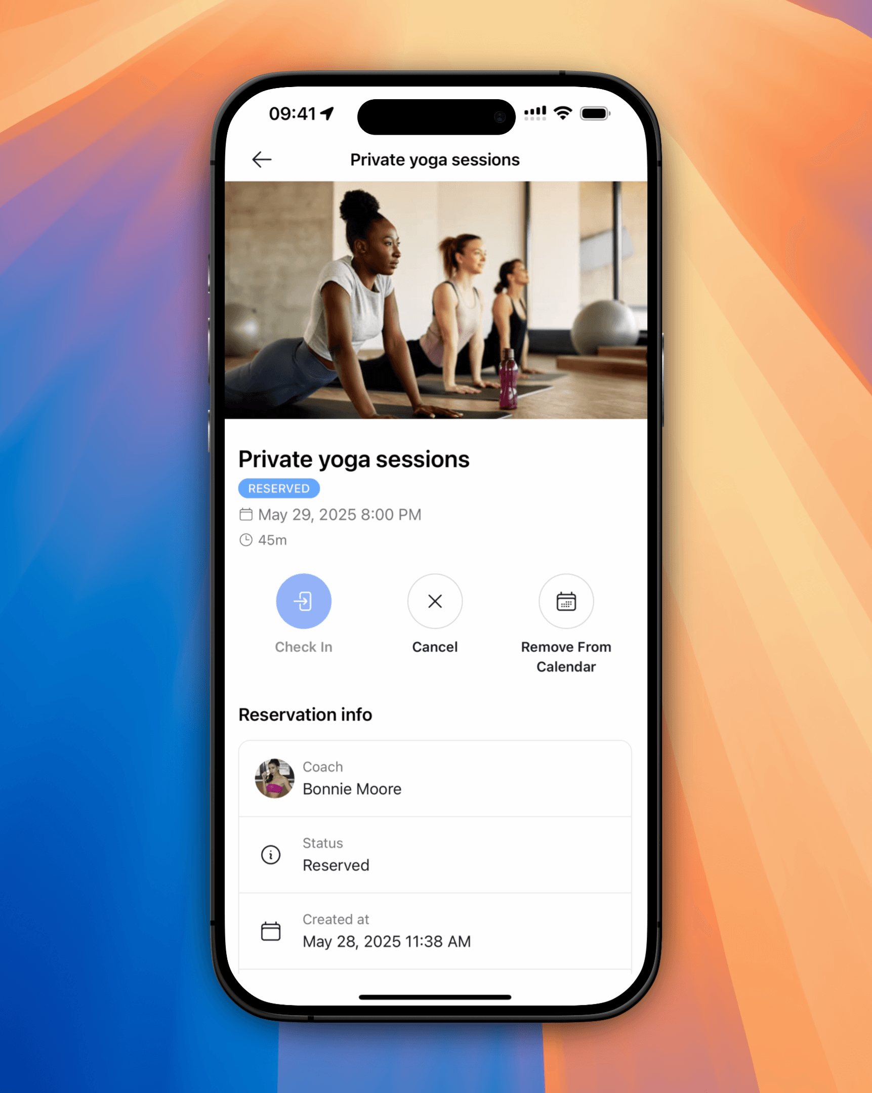 Yoga Class Management Screenshot