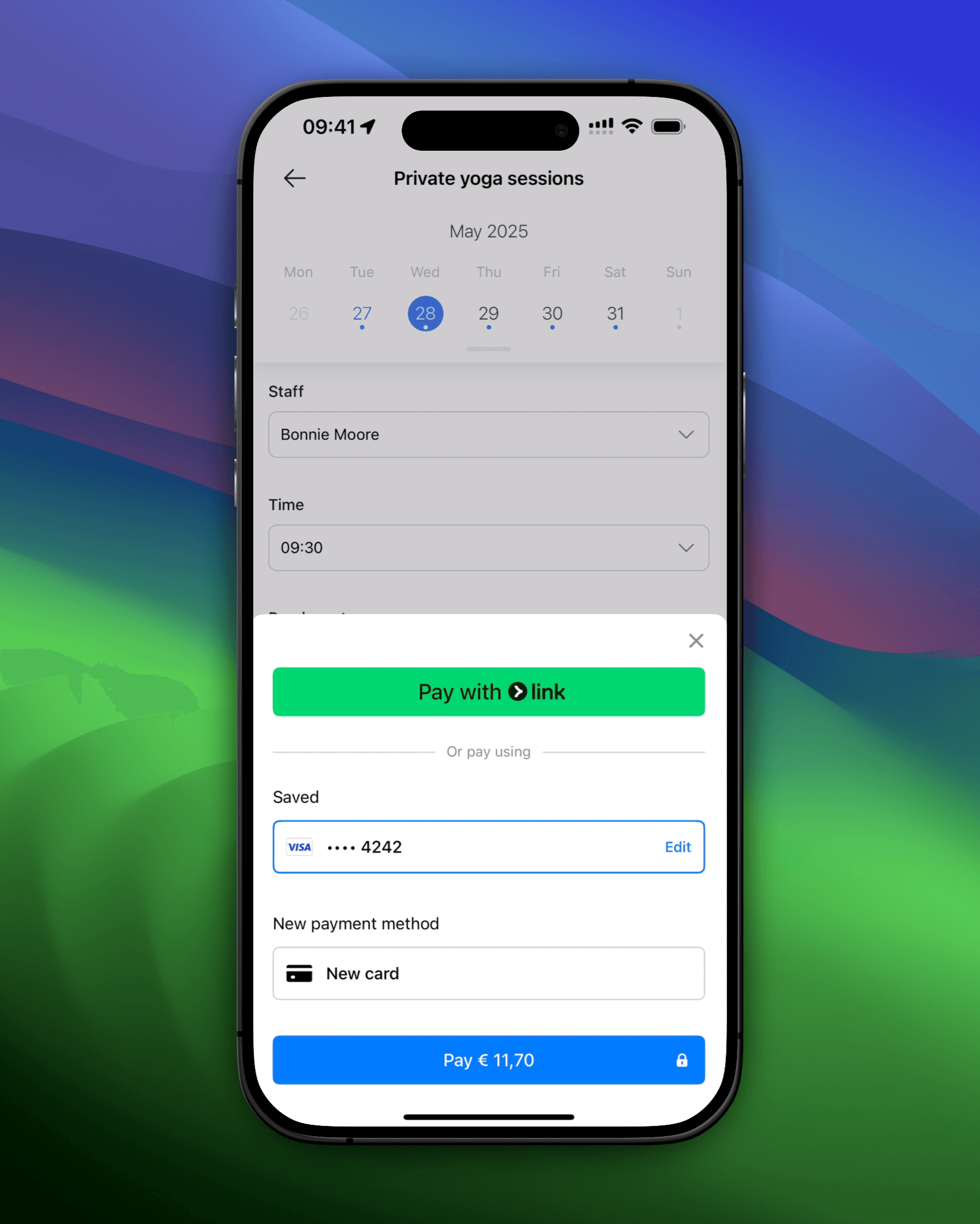 Captura de pantalla móvil del pago del paquete de crédito