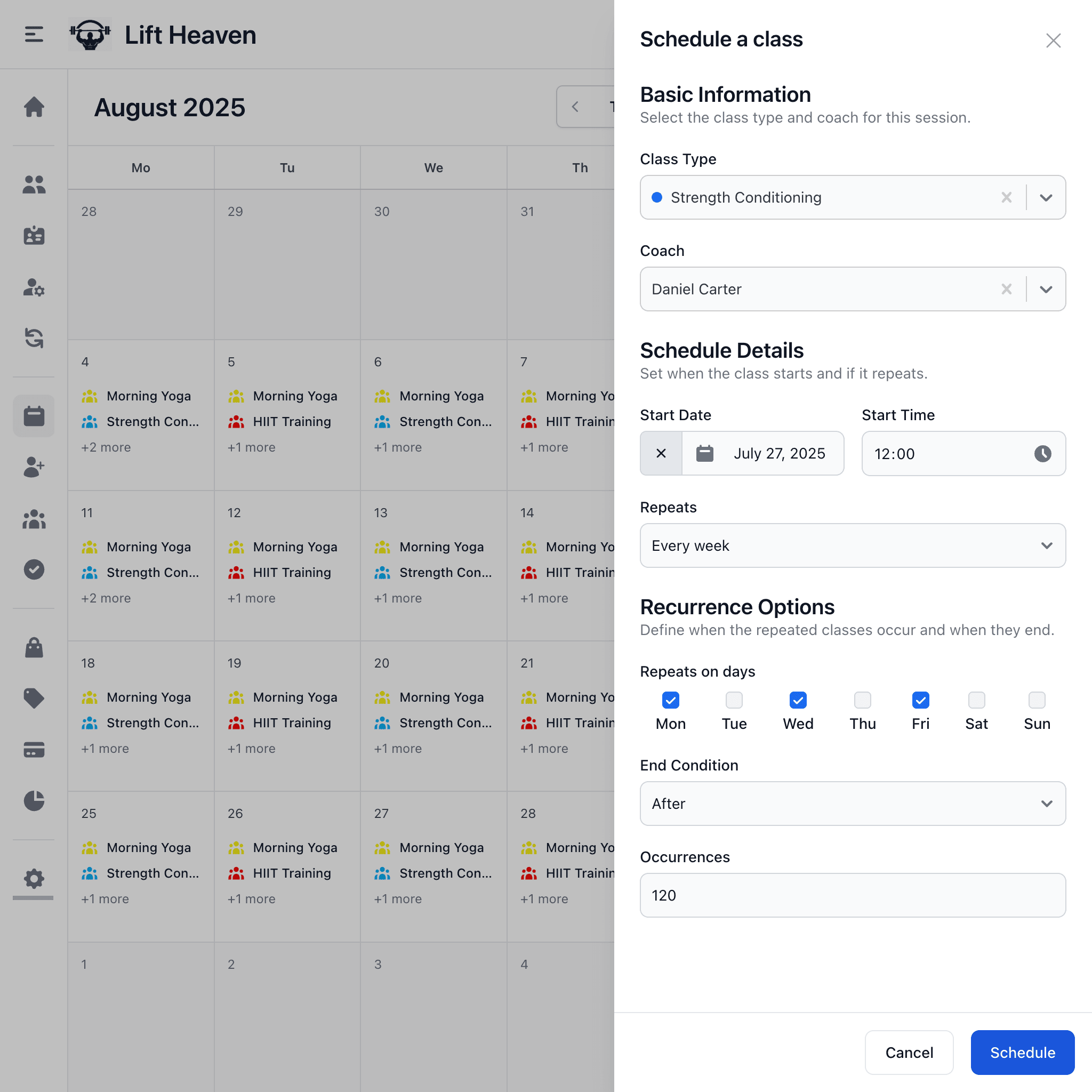 Finegym Scheduling Feature