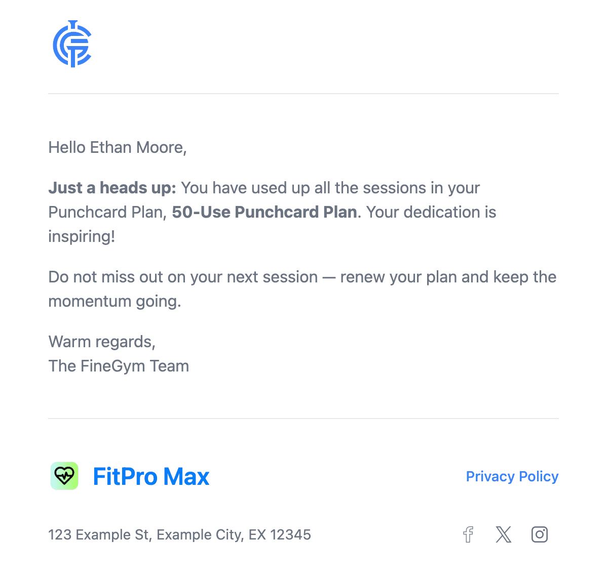 Screenshot of a completed punchcard