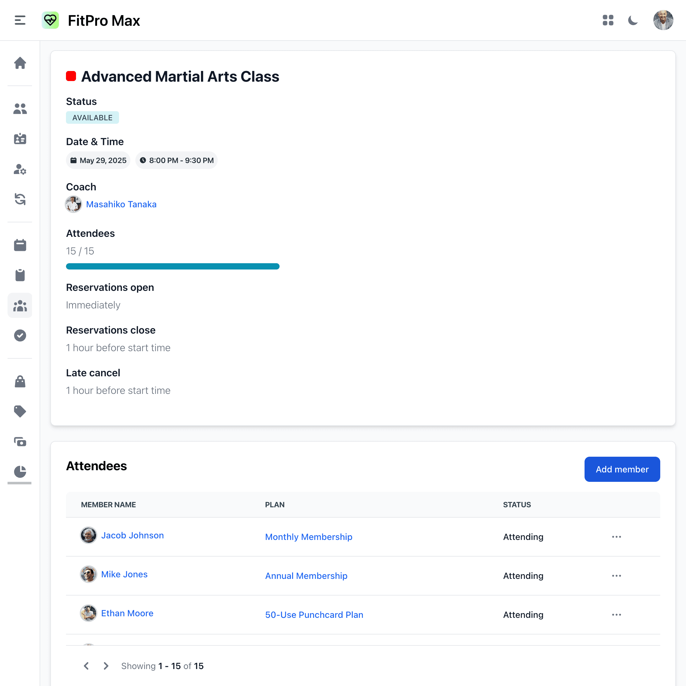 Martial Arts Class Management Screenshot Martial Arts Class Management Screenshot
